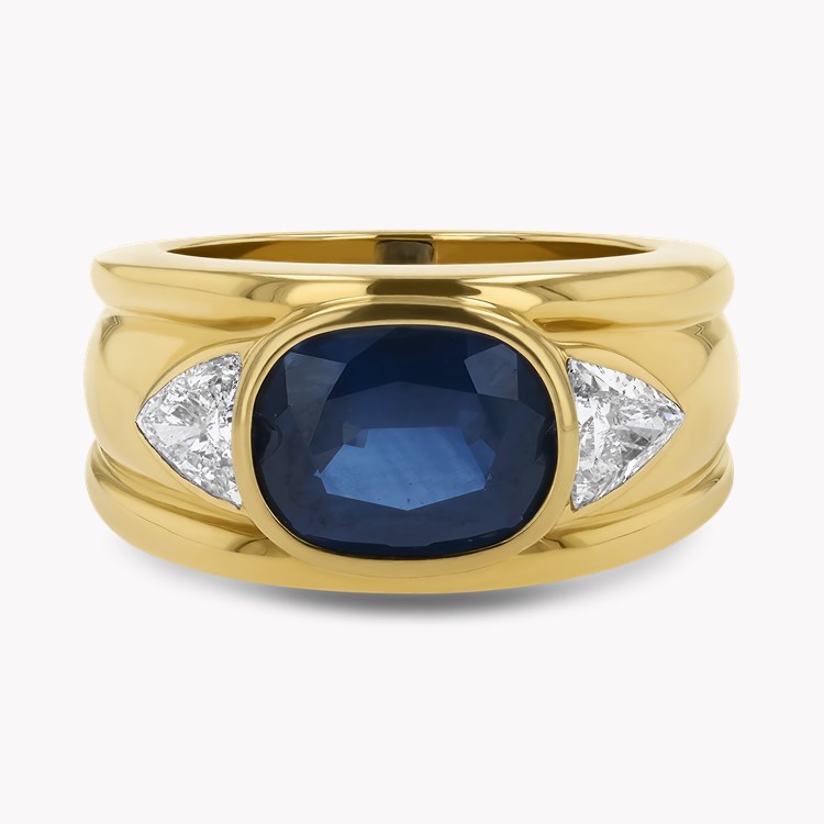 Oval Cut 3.40ct Sapphire and Diamond Ring Oval Cut, Gypsy Set_2