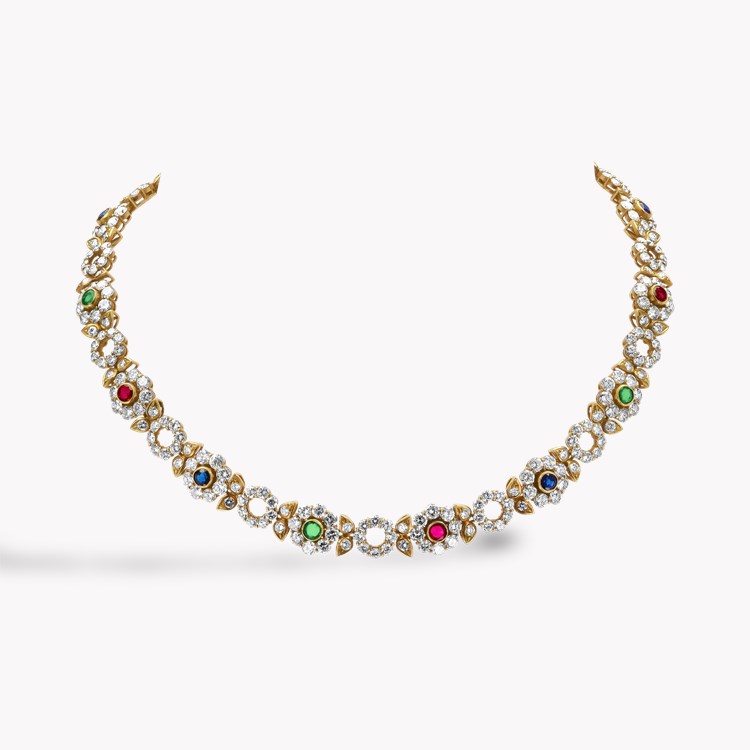 Chaumet Diamond, Emerald, Sapphire and Ruby Floral Necklace Brilliant cut, Claw set_1
