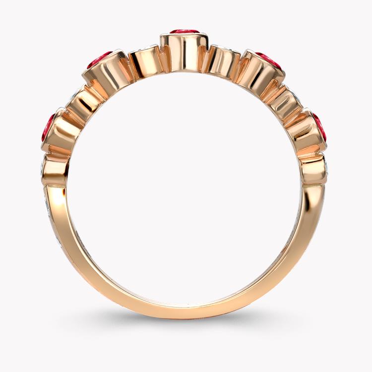 Bubbles Ruby and Diamond Band Ring Brilliant Cut, Rubover Set_3