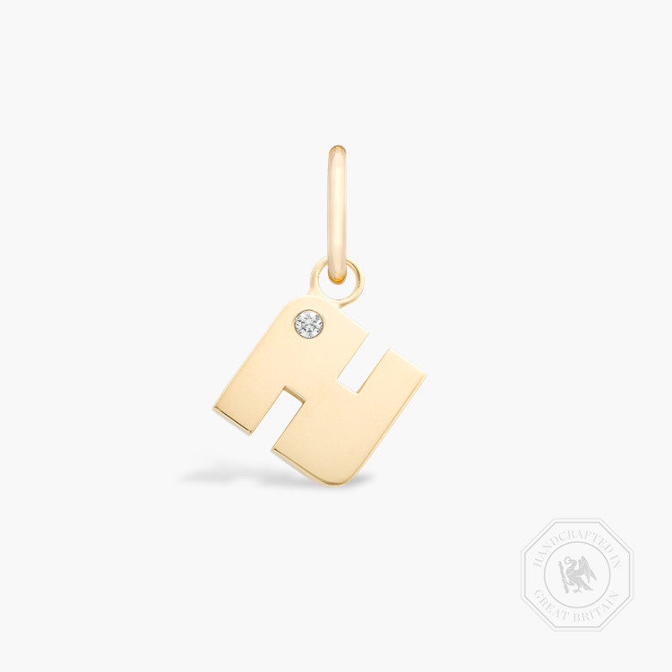 Letter N Diamond Pendant Charm Brilliant Cut, Rubover Set_1