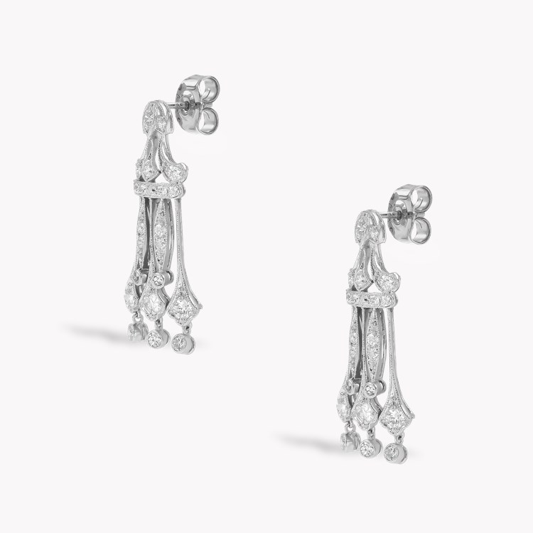 Art Deco Old Cut Diamond Chandelier Drop Earrings Old Cut, Pave Set_2