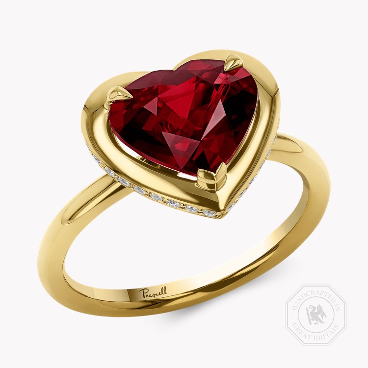 Skimming Stone 3.01ct Heartshape Mozambique Ruby and Diamond Ring Heartshape, Claw set_1