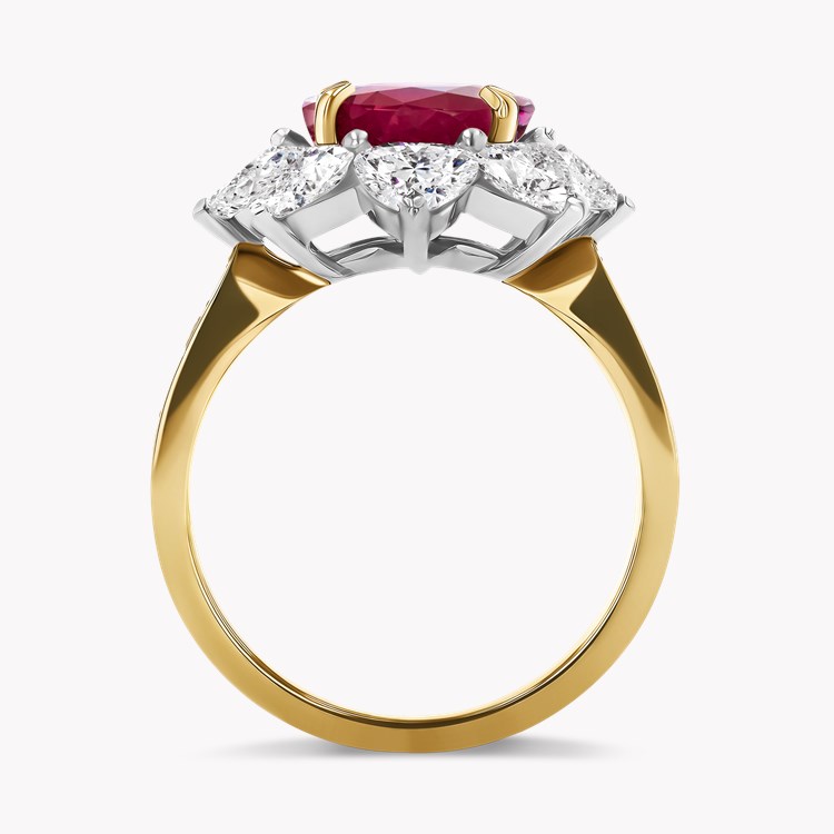 Burmese Ruby and Heart Shaped Diamond Ring Oval, Heart and Brilliant Cut, Claw Set_3