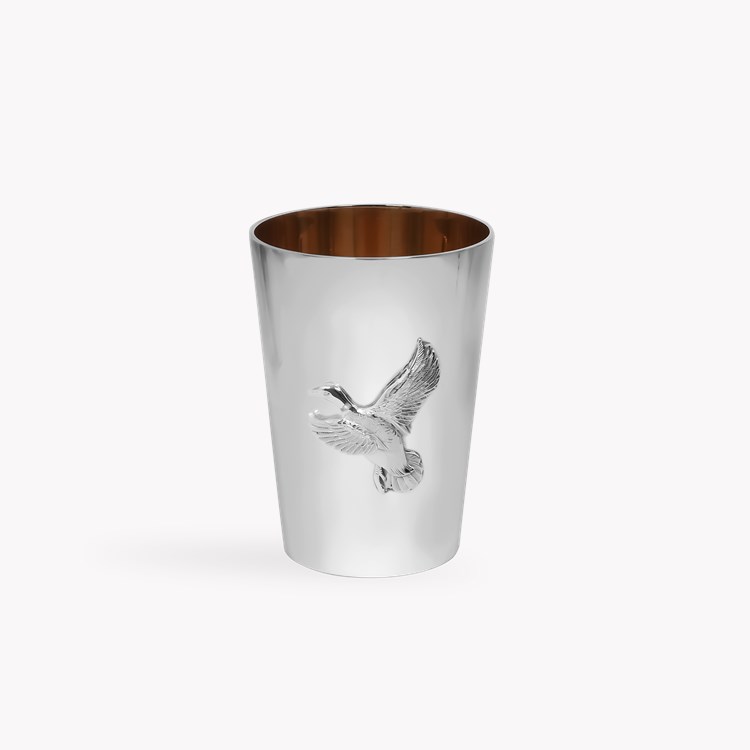 Silver Set of Ten Bird Motif Shooting Cup with Guilded Edge _8