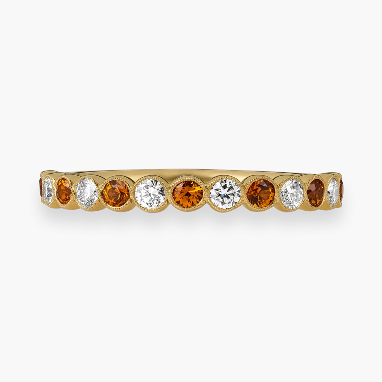 Brilliant Cut 0.31ct Garnet and Diamond Half Eternity Ring Brilliant Cut, Millegrain Set_2