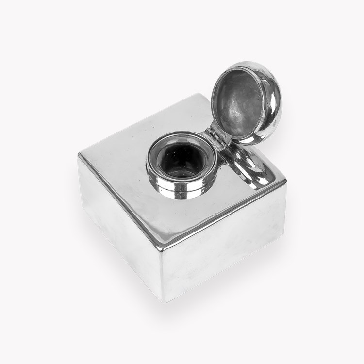 Antique Square Silver Inkwell Hallmarked Birmingham_2