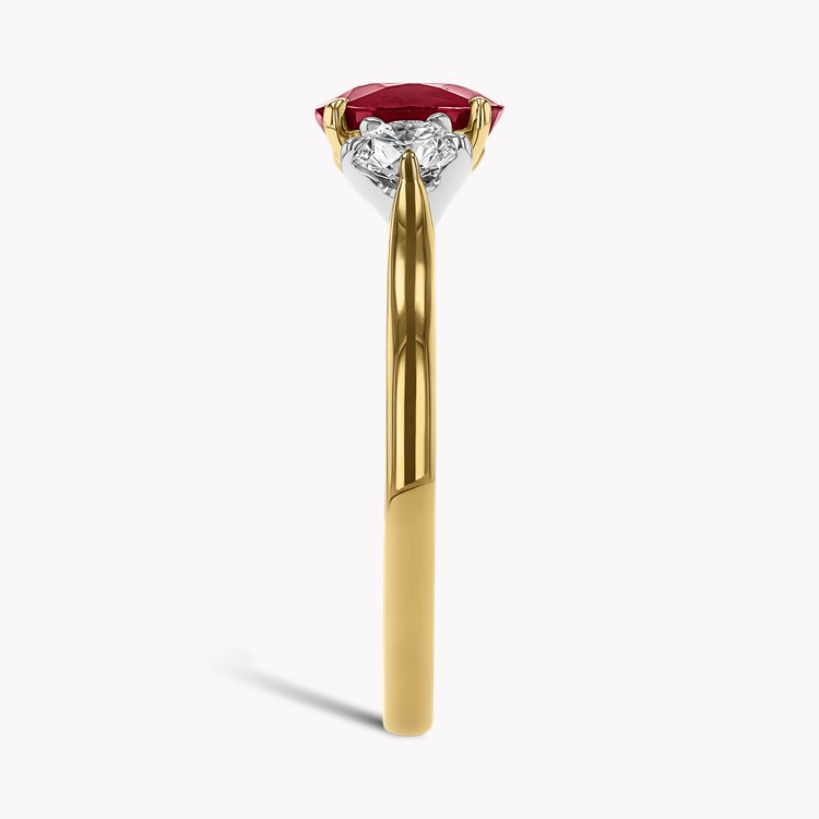 Oval Cut 1.28ct Ruby and Diamond Three Stone Ring Oval Cut, Claw Set_4
