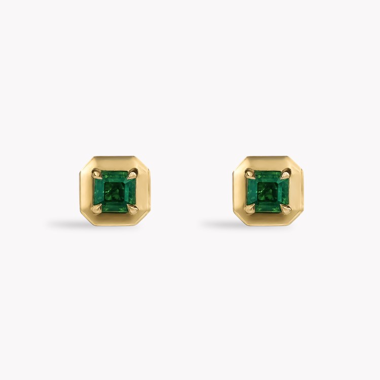 Skimming Stone 0.87ct Emerald Stud Earrings Emerald Cut, Claw Set_1
