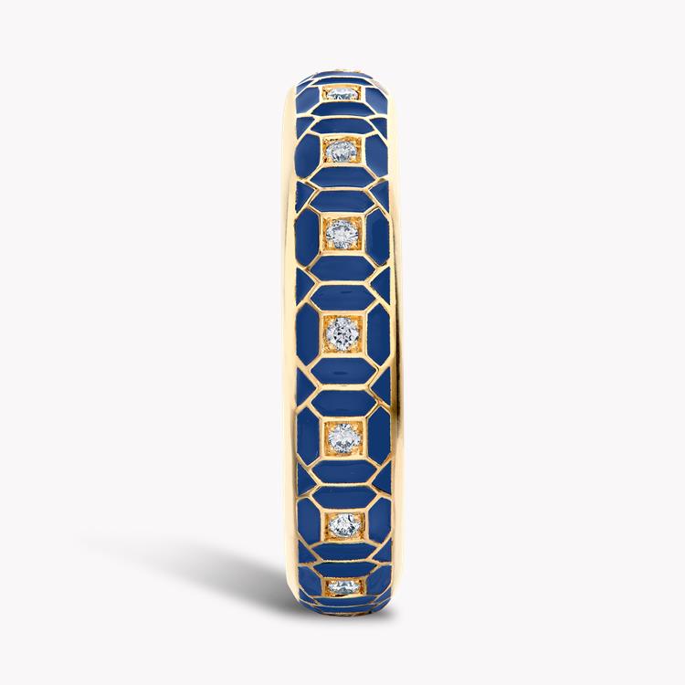 Revival Royal Blue Enamel and Diamond Ring  0.15ct in Yellow Gold Brilliant cut, Claw set_4