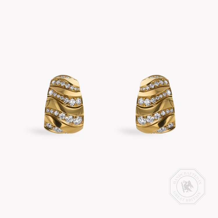 Namibian Dune 1.05cts Diamond Huggie Earrings Brilliant Cut, Grain Set_1