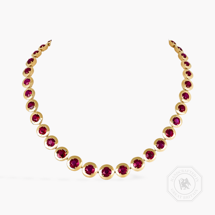 Masterpiece Skimming Stone 31.60ct Burmese Ruby Necklace Brilliant cut, Claw set_1