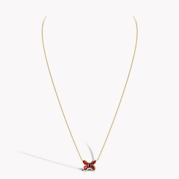 Butterfly Ruby Pendant  1.53CT in Yellow Gold Pear and Marquise Cut, Rubover Set_2