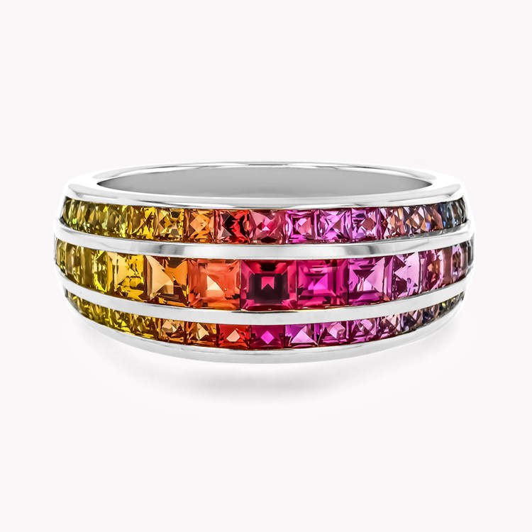Manhattan Three Row Sapphire Ring Carre & French Cut, Channel Set_2
