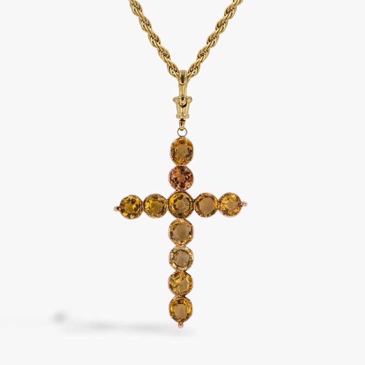 Victorian Mixed Cut Topaz Cross Pendant Mixed Cut, Closed Back Set_1