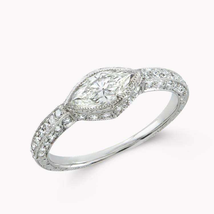 Marquise Diamond Ring  1.50CT in Platinum Marquise Solitaire Ring, with Diamond Shoulders_1