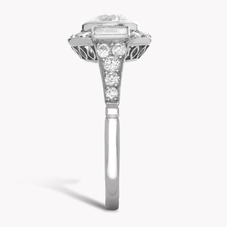Old Cut 1.05ct Diamond Cluster Ring Old European Cut, Millegrain Set_4