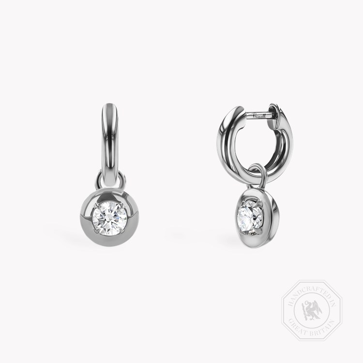 Skimming Stone 0.30ct Botswana Diamond Drop Hoop Earrings Brilliant cut, Claw set_1