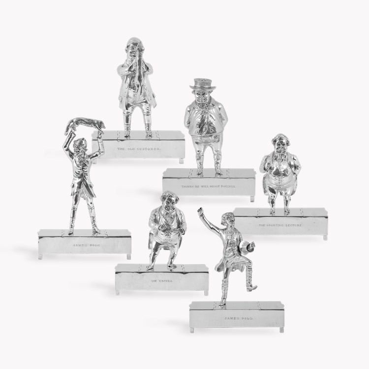 Victorian Silver 'Jorrocks' Condiment Stands Hallmarked London_1