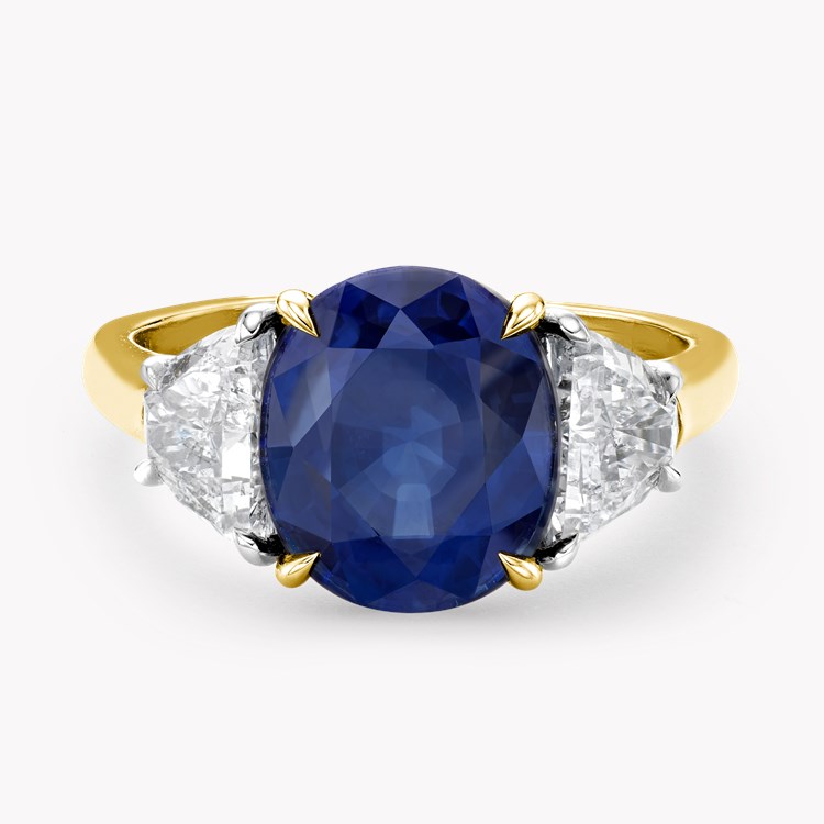 Classic 4.04ct Sapphire and Diamond Three Stone Ring Oval Cut, Claw Set_2