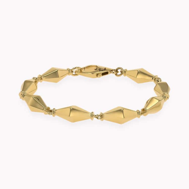Cleopatra Gold Faceted Barrel Link Bracelet   in 18ct Yellow Gold