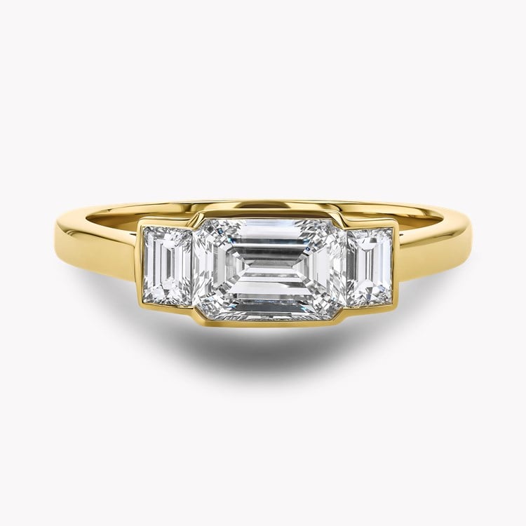Kingdom 1.18ct Diamond Three Stone Ring Emerald Cut, Rubover Set_2