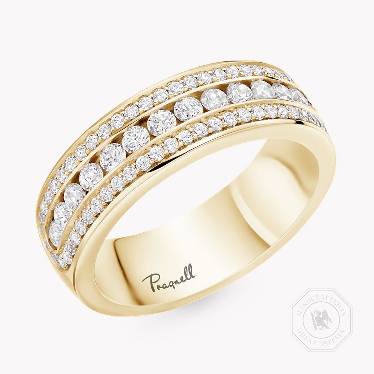Round Brilliant Cut Diamond Three-Row Ring Brilliant Cut, Half Eternity, Channel Set_1