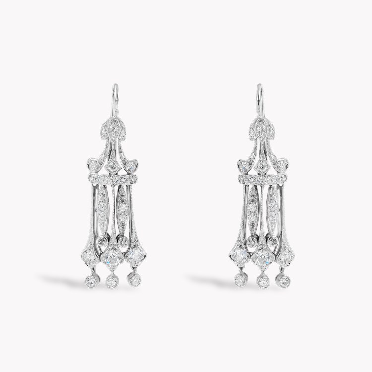 Art Deco Old Cut Diamond Chandelier Earrings Old Cut, Pave Set_1