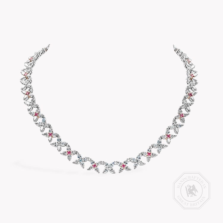 Masterpiece 24.97ct Fancy Pink and Pearshape Diamond Necklace   in Platinum