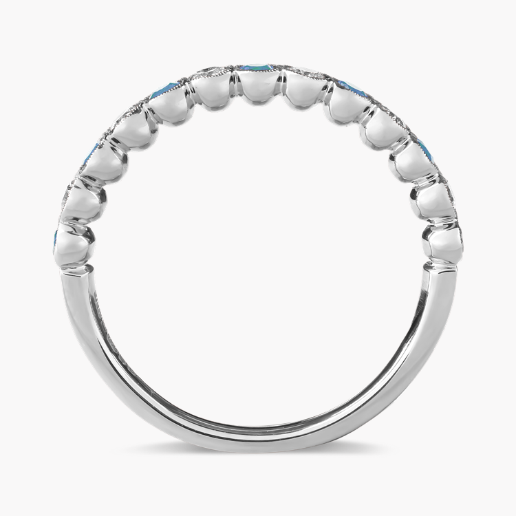 Brilliant Cut 0.28ct Aquamarine and Diamond Half Eternity Ring Brilliant Cut, Millegrain Set_3