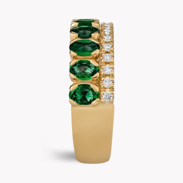 Oval Cut 1.61ct Emerald and Diamond Half Eternity Ring Oval Cut, Claw Set_4