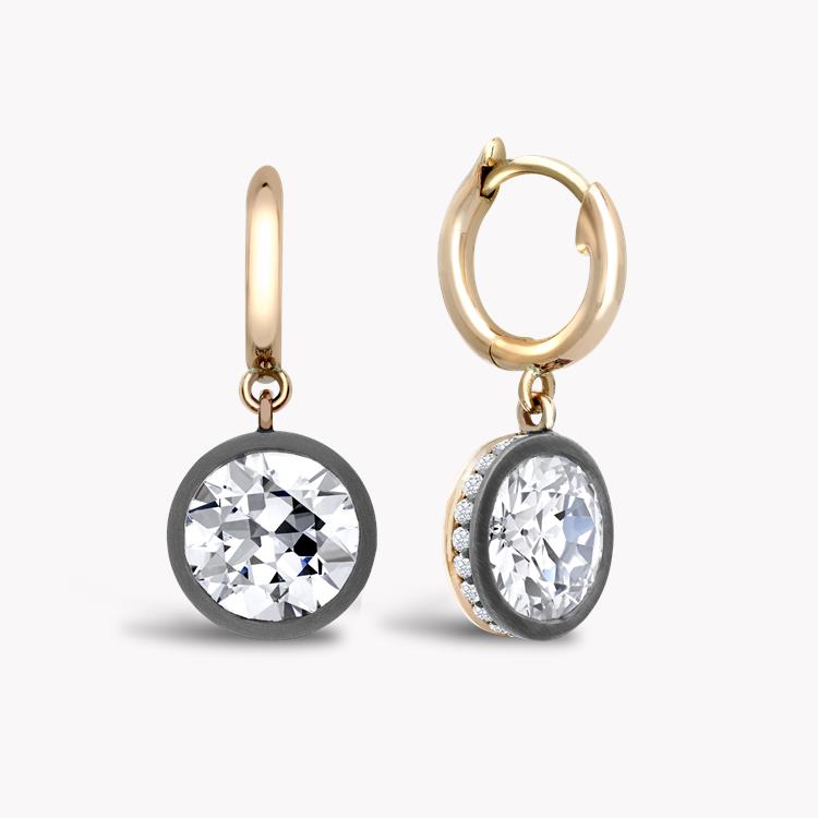 Diamond Drop Hoop Earrings 4.15CT in Rose Gold & Silver Brilliant Cut, Brilliant Cut Diamond Surround_1