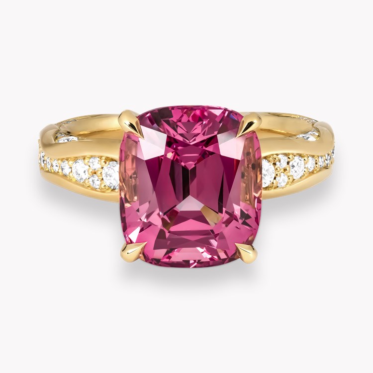 Cushion Cut 6.86ct Kitulo Garnet and Diamond Ring Modern Cushion Cut, Claw Set_2