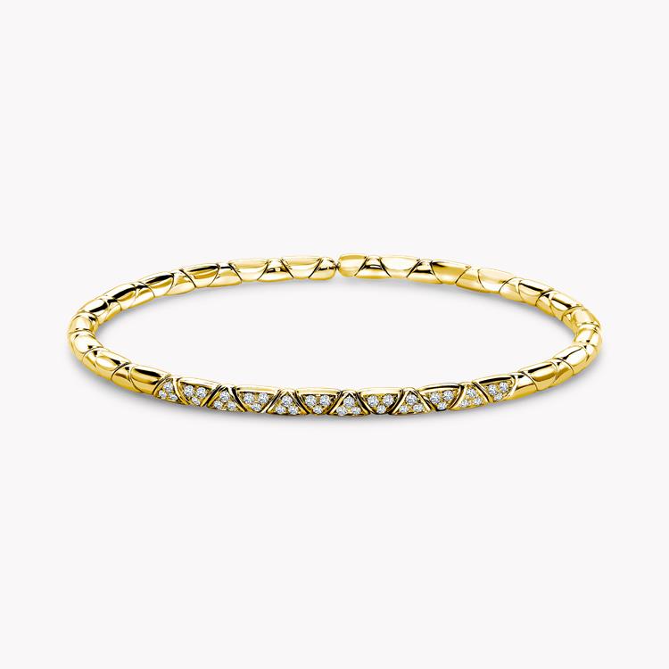 Groove Diamond Textured Bangle 0.36CT in Yellow Gold Brilliant Cut, Pavé Set_1
