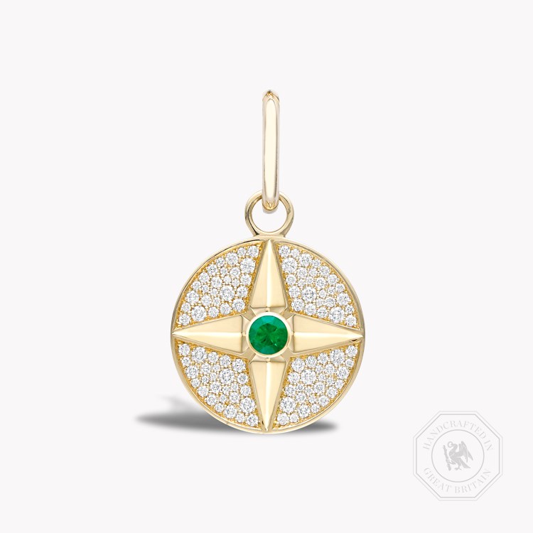 Emerald (May) and Diamond Pendant Charm Brilliant Cut Claw Set_1