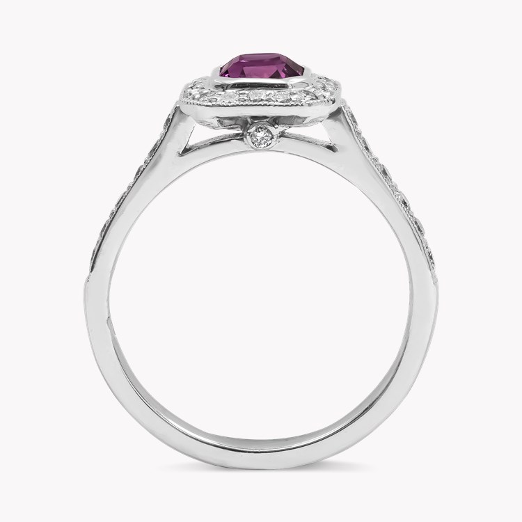Octagonal Cut Pink Sapphire and diamond Cluster Ring Octagonal Cut, Rubover Set_3