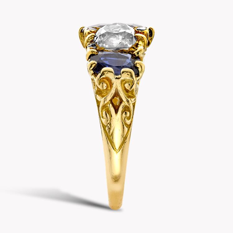Victorian Blue Sapphire & Diamond Ring    in Yellow Gold _4