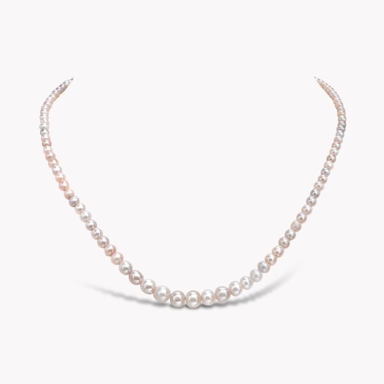 Belle Époque Natural Pearl Necklace 0.78CT in Platium Graduated Pearl Necklet, with Sapphire Clasp_1