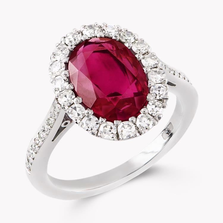 Masterpiece Oval Cut Burmese Ruby Ring 4.13CT in Platinum Unheated with a Diamond Surround_1