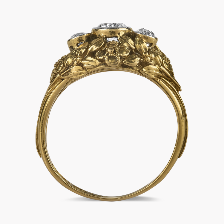 Art Nouveau Old Cut Diamond Three Stone Ring Old Cut, Rubover Set_3