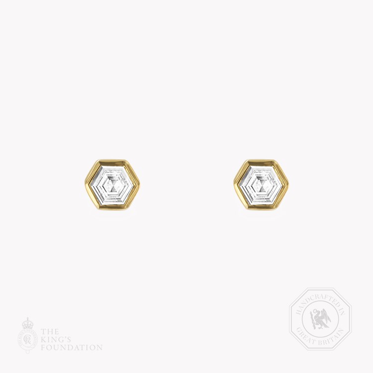 Honeycomb Diamond Solitaire Earrings   1.06ct in 18ct Yellow Gold