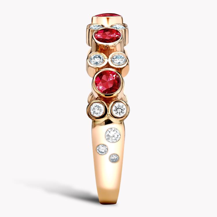 Bubbles Ruby and Diamond Band Ring Brilliant Cut, Rubover Set_4