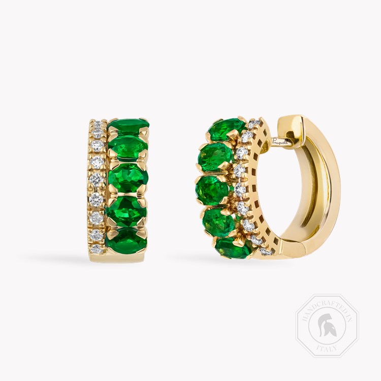 Oval Cut 1.35ct Emerald and Diamond Hoop Earrings Oval Cut, Claw Set_1