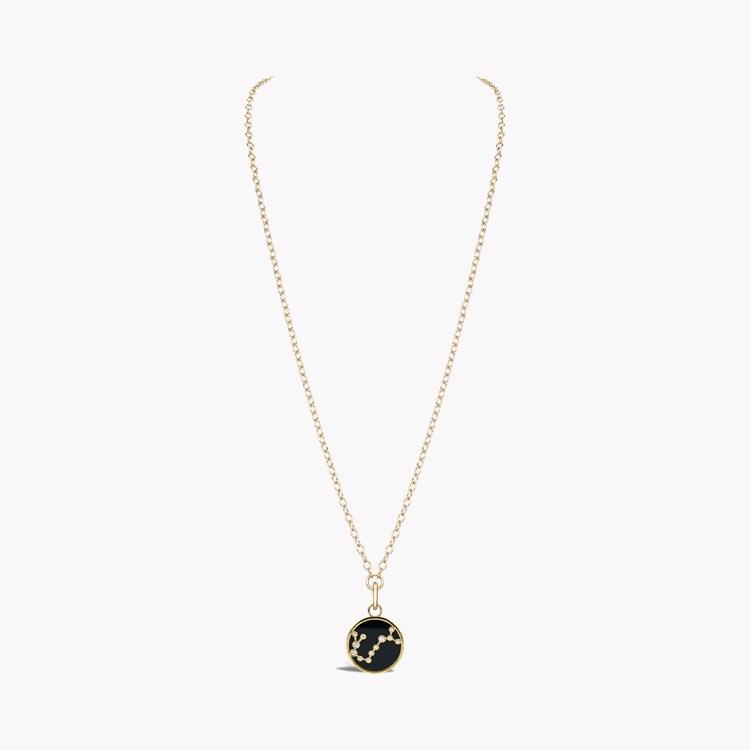 Constellation Diamond and Black Onyx Scorpio Pendant Charm Brilliant Cut, Rubover Set_3