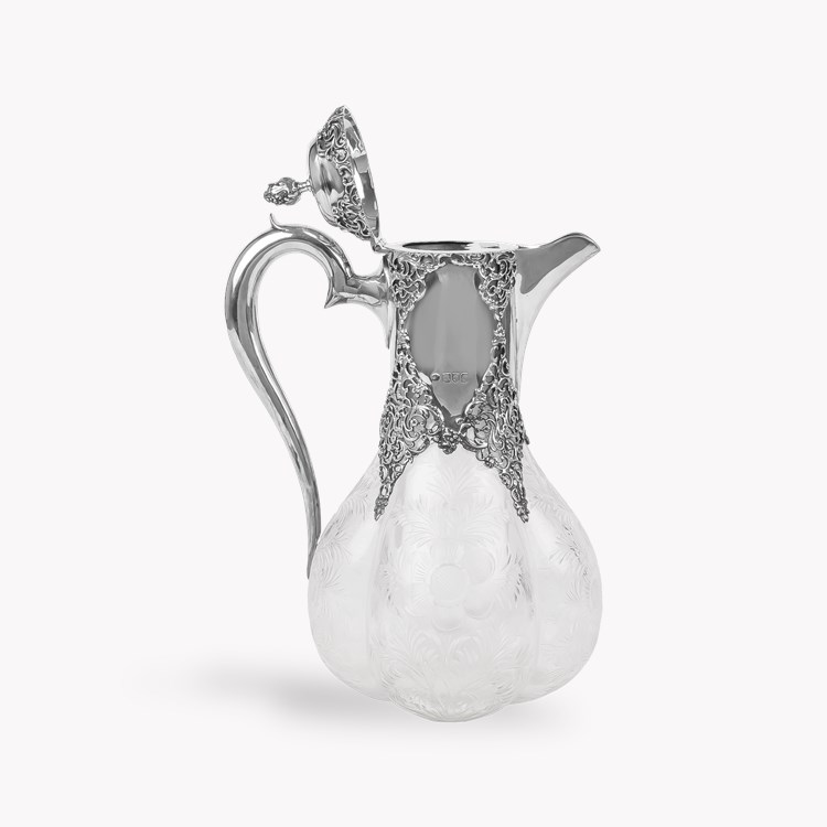 Silver George V Mounted Decorative Cut Glass Claret Jug Hallmarked London_2
