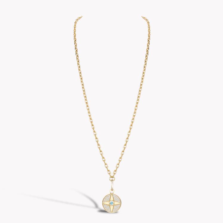 Blue Topaz (November) and Diamond Pendant Charm Brilliant Cut Rubover & Claw Set_4