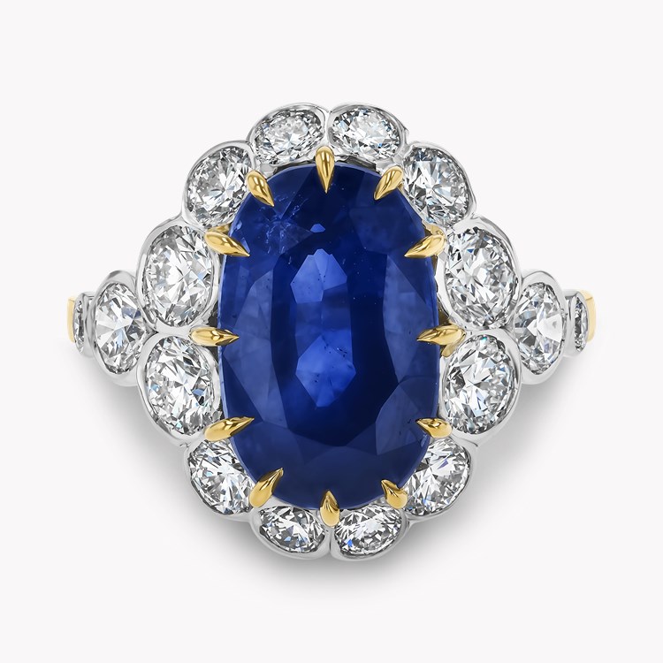 Oval Cut 6.63ct Sapphire and Diamond Cluster Ring Oval & Brilliant Cut, Claw Set_2