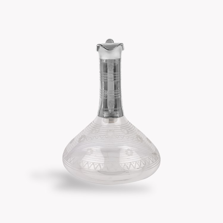 Silver Queen Victoria Engraved Glass Claret Jug Hallmarked London_2