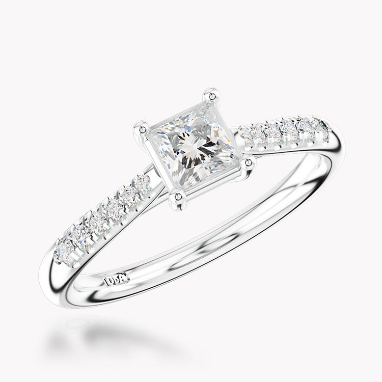 Celestial Diamond Ring 0.50CT in Platinum Princess Cut, Solitaire, Brilliant Shoulders_1