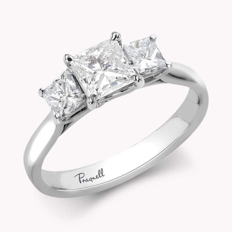 Princess Cut 1.20ct Diamond Three Stone Ring Princess Cut, Claw Set_1