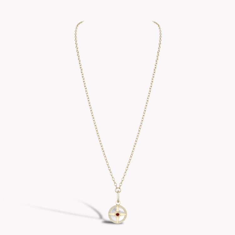 Medallion Garnet (January) Pendant Charm  in 18ct Yellow Gold Brilliant Cut, Rubover & Claw Set_4